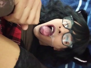 Trans Self Facial and Cum Eating Cumslut