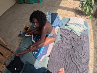 Ebony Busty African Milf Needs A Good fucking From her Boss by the pool