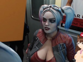 I find Harley Quinn on subway and fuck her huge breasts and cum inside (Creampie animation) -Jazziuu