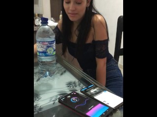 my friend takes control of my dildo and makes me moan.