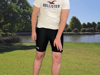 Monster cock guy goes jogging and has a huge cumshot