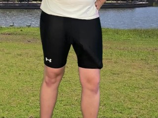 Monster cock guy goes jogging and has a huge cumshot