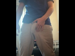 Cock in Grey Sweat Pants Dick Flashing