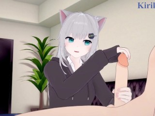 Nachoneko (Amashiro Natsuki) and I have intense sex in the bedroom. - VTuber Hentai