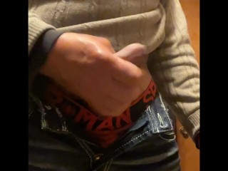 After work stroking dick session  # 1 - so horny I could not wait to stroke my dick to orgasm