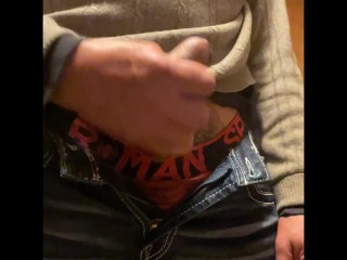 After work stroking dick session  # 1 - so horny I could not wait to stroke my dick to orgasm