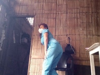 MATURE NURSE COMES FROM WORK AND STARTS TOUCHING HER VAGINA, THEN MOISTURIZES HER SKIN WITH CREAM