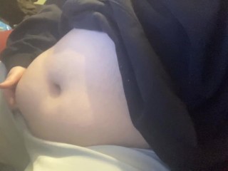 20 year old trans guy plays with his growing belly