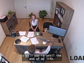 LOAN4K. Blonde babe came to get a loan and got a huge cock in her mouth instead