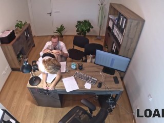 LOAN4K. Blonde babe came to get a loan and got a huge cock in her mouth instead