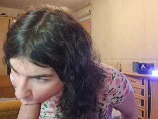 Webcam bdsm sissy whore Alina shows how she wants to suck and deepthroat real dick