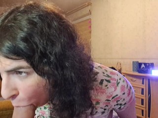 Webcam bdsm sissy whore Alina shows how she wants to suck and deepthroat real dick