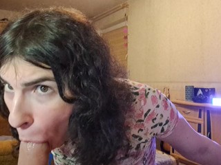 Webcam bdsm sissy whore Alina shows how she wants to suck and deepthroat real dick