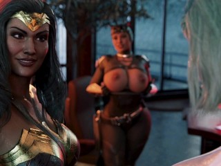 Wonder Woman - Cat Women & Futa Friend Hot Threesome - Exclisive Futanari 3D Porn