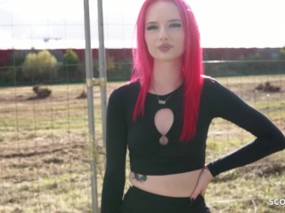 German Scout - First Time Porn Casting for Skinny Redhead Teen 18 Kim Katy Rides