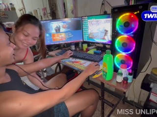 Filipina Stepsis Suck & Swallows Cum While Im Gaming!