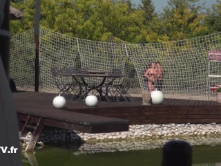 Two men have anal sex with Anna Polina