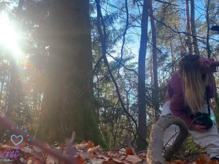 Tara Secret - Girl fucked by a Big Cock behind a Tree in the Woods! Hot Outdoor Sex! Almost Caught!