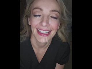 Nurse Brandi gets a facial in her scrubs