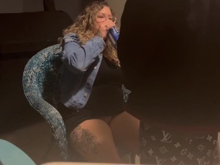 Outside patio duck sucking and fucking after night out