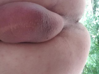 I pee like a girl. Boy peeing in nature. Golden shower💦