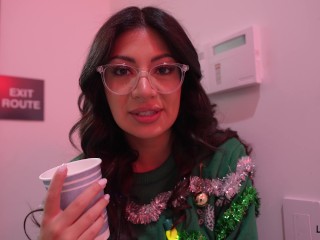 Almost got caught fucking my slutty work crush at the office Christmas Party - Cami Strella