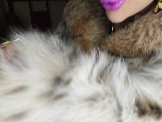 Fur fetish and smoking fetish, slow motion