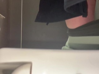 Closeup Wide View of her Big Ass While Pissing & Farting in a Public Washroom