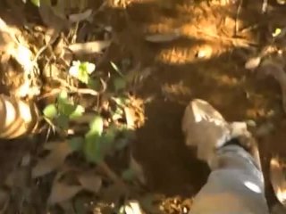 PUBLIC, JACKING OFF IN THE WOODS AND SHOOTING A HUGE CUM LOAD