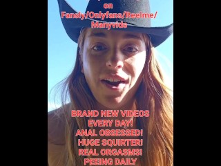 Big ass redhead pees and fucks herself all over farm! Panty stuffing in pussy and ass! Gaping ass