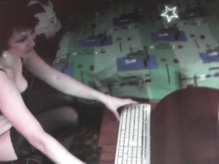 Erotic video clip of sexy beautiful woman. Fetish. Stockings Erotic lingerie. Big natural tits. Solo