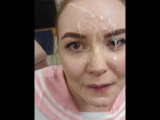 Blowjob Facial Compilation - Slutty girlfriend sucks big cock and get huge cumshots on her face