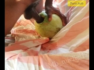 Horny guy fucking a creamy melon while MOANING and cumming🖤