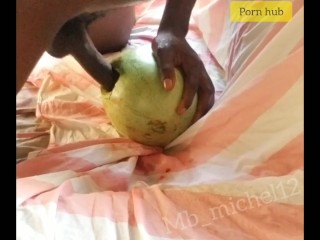 Horny guy fucking a creamy melon while MOANING and cumming🖤