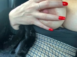 I met a girl on the street and asked her to suck my dick in the car. Cumshot on her big tits