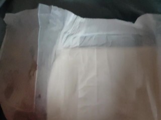 Emptying Full Bladder on my Fresh Diaper before I change into it [shy bladder]