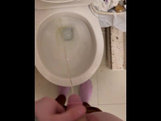 High Res close up of petite trans girlcock peeing in potty!!