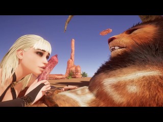 Maya does a vaginal knot with the lion