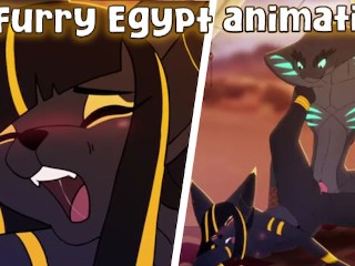 Egyptian Gods deliberately fuck until He cums inside her pregnant (Furry animation) - Jazziuu