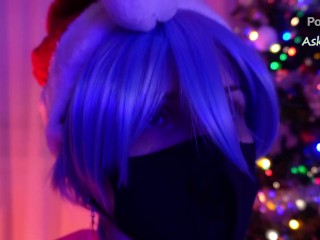 New Year's Eve edition!!! Anime girl found her present under the Christmas tree! Blowjob and dildo