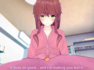 Monika from Doki Doki Literature Club Gives You A Footjob Hentai POV