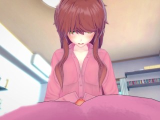 Monika from Doki Doki Literature Club Gives You A Footjob Hentai POV