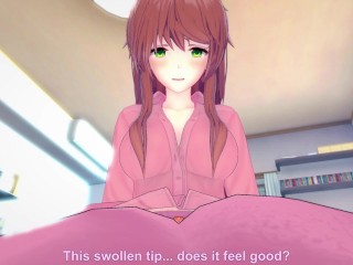 Monika from Doki Doki Literature Club Gives You A Footjob Hentai POV