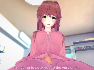 Monika from Doki Doki Literature Club Gives You A Footjob Hentai POV