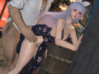 Futa Elf Courtesan Farrah Reed fucked in Kugane street by client (Final Fantasy 14)