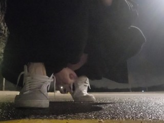 I Cum and Pee in the Parking Lot After Skateboarding in the Early Morning