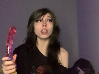 dumb emo spits n explores new gummy worm double dildo