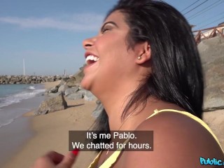 Beach Babe Fucked on a Public Beach and then in Private Swimming Pool - Public Agent