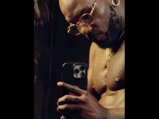 Chocolate Solo Male Jacking Off in the Mirror! Follow Me to talk chat!