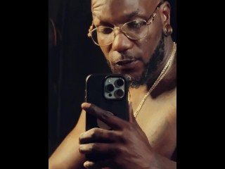 Chocolate Solo Male Jacking Off in the Mirror! Follow Me to talk chat!